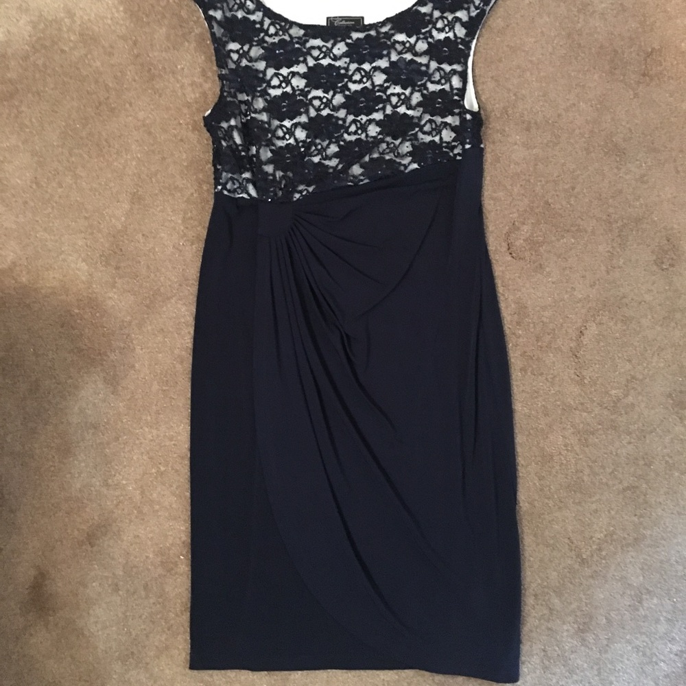 Navy blue dress with embroidered top